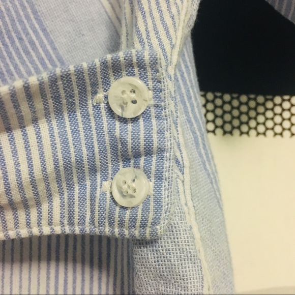 Half Sleeve Striped Shirt Dress - Blue and White - Picture 4 of 9